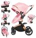 StarTech 3-in-1 kinderwagen - Reisysteem met babywieg en autostoeltje - Omkeerbare zitting - Opvouwbaar - Geschikt tot 20 kg - Roze