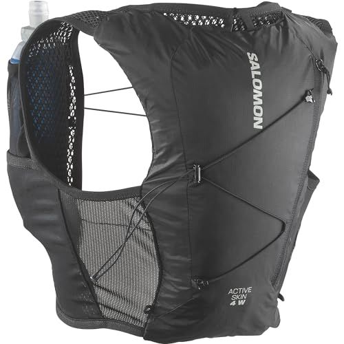 Salomon Active Skin 4 Women's Trail Running Hydration Vest with Bottles Included, 4L, Designed for Women, Easy Hydration and Optimized Storage, Black, XL