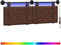 vidaXL - Hangend hoofdbord - Met LED-verlichting - Bruin - Kunstleer