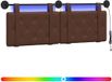 vidaXL - Hangend hoofdbord - Met LED-verlichting - Bruin - Kunstleer