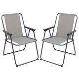 Atmosphera camping/strand stoel - 2x - aluminium - inklapbaar - grijs - L52 x B55 x H75 cm - buitenstoelen