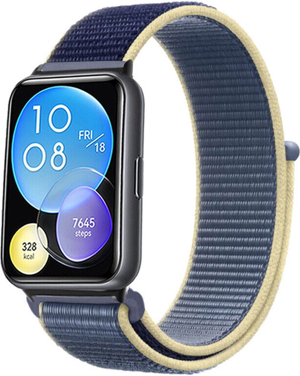 Strap-it Huawei Watch Fit 2 nylon bandje - ice blue