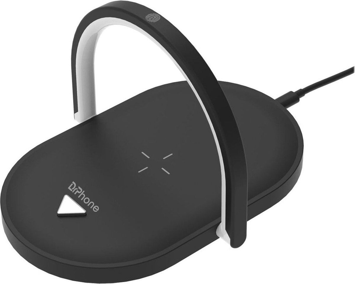 Drphone LNL1 3-in-1 LED Nachtlampje met Draadloze Oplader - Zwart