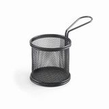 Lacor - 61150 - Serveermand zwart, ronde mand, frietmand, roestvrijstalen mand, niet geschikt om te frituren, 9 x 8 cm, mat zwarte afwerking