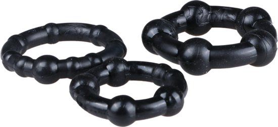 Trinity Vibes Get Hard Triple Penis Rings - Black