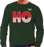 Bellatio Decorations Foute Kersttrui - sweater - HO HO HO - groen - Heren - Maat XXL