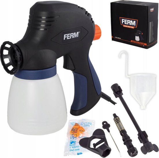 FERM SGM1012 Elektrische Verfspuit - Verfpistool - 110W - 800ml - Zwart/Wit