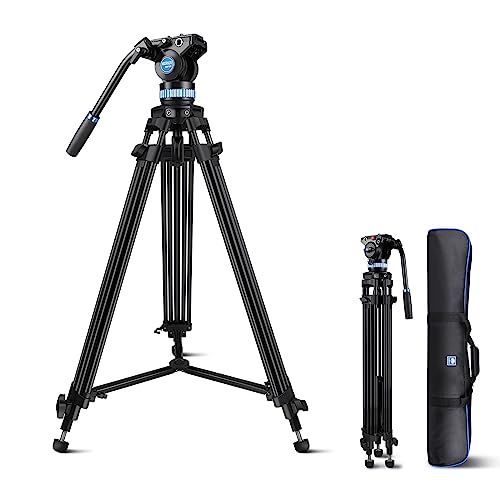 SIRUI AM-15S Aluminium camerastatief met vloeistofkop, 155 cm professioneel heavy duty camerastatief/videostatief/tripod kit voor camera's, max. belasting 10 kg