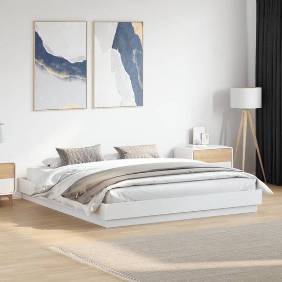 vidaXL Bedframe met LED-verlichting Wit 200x200 cm