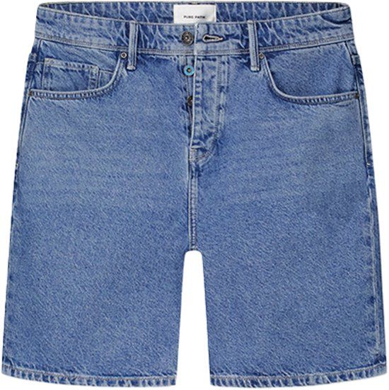 Pure Path Purewhite The Owen Regular Fit Denim Short Blauw W29