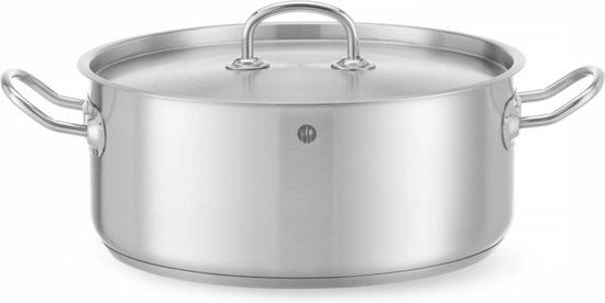 Hendi Kookpan Laag - 7.5 Liter - Met Deksel - Grijs