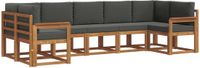 vidaXL Hoek loungeset 7-delig Natuurlijk en Antraciet Acacia Hout