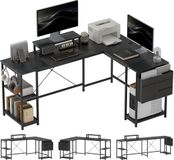 HOMCOM L-vormig computerbureau - Spaanplaat - Zwart
