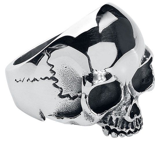 etNox hard and heavy etNox Skull Head Heren Ring - zilverkleurig