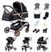 Landau Z87 - 3-en-1 - Fonction assise et couchée - Pliable - Compatible avec sièges auto - Convient pour 0-3 ans - Or-noir