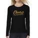 Bellatio Decorations Cheers Zwart Longsleeve Dames met Gouden Glitter Tekst - Oud en Nieuw / Glitter en Glamour Party Kleding Shirt met Lange Mouwen - Maat XL