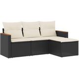 Icecat Salon De Jardin 4 Pcs Mobilier De Jardin Avec Coussins Noir Résine Tressée