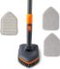 Brosse 3-en-1 avec effet, contient des poils, un tampon à récurer et un tampon microfibre, brosse de nettoyage de salle de bain pour le nettoyage de la salle de bain, des toilettes et du balcon