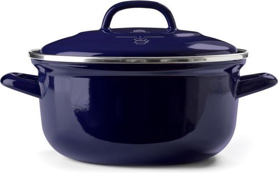 BK Indigo Round Enameled Casserole with Lid - 22 cm/3.3 Litre, Black