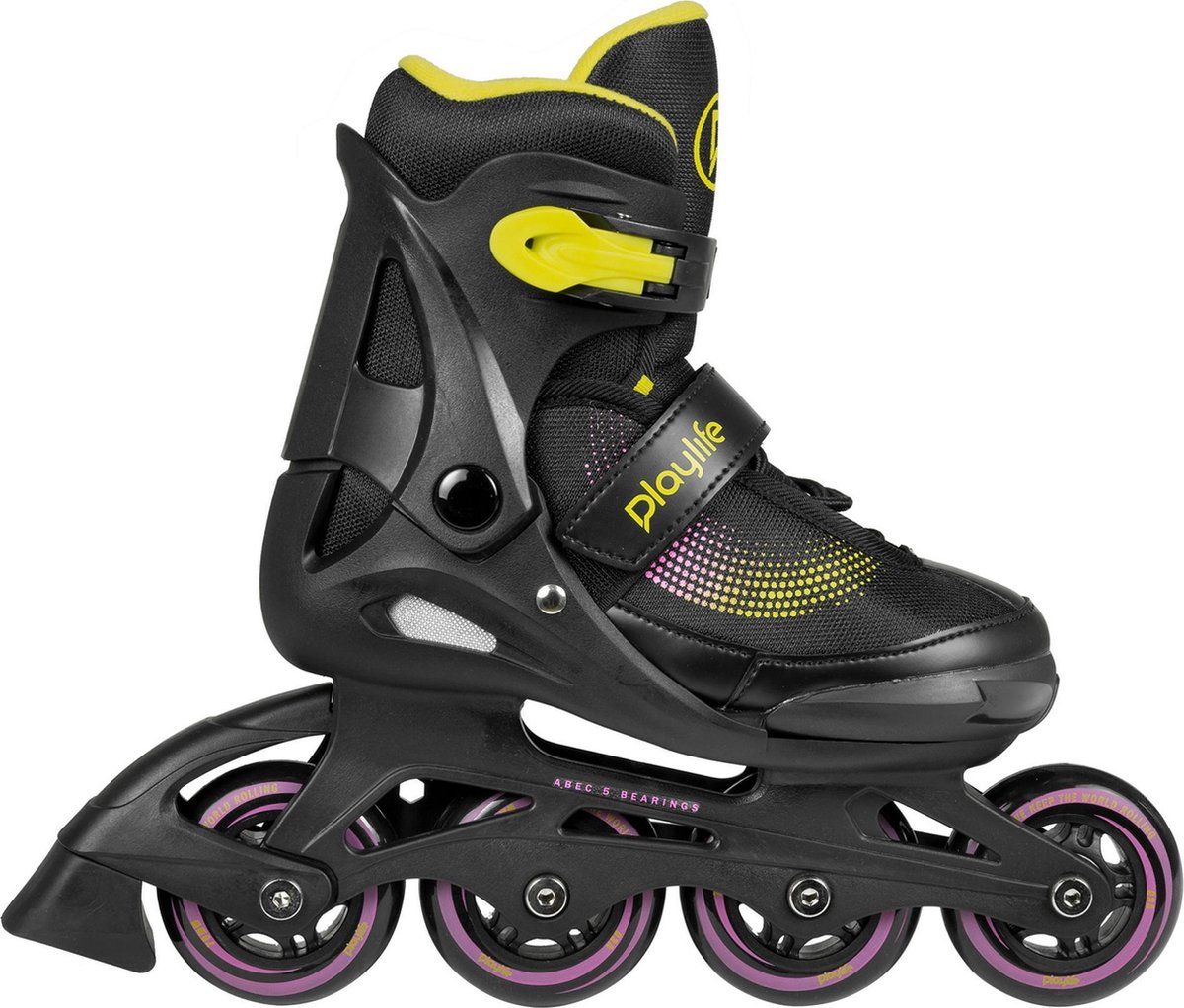 Playlife Joker junior inlineskates - zwart/geel/paars