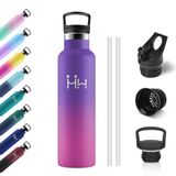 Drinkfles van roestvrij staal, 750 ml, thermosfles met rietje, herbruikbaar, lekvrij, BPA-vrij, thermosfles voor kinderen, kantoor, camping, werk, reizen, sportschool