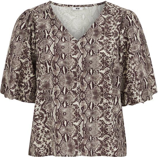WE Fashion Dames blouse met slangenprint en ballonmouwen – Curve