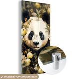 MuchoWow® Glass Painting 80x160 cm - Acrylic Glass - Panda - Wild Animals - Nature - Flowers - Photo on Glass - Paintings