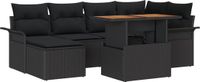 vidaXL Banc de jardin - Ensemble - 7 places - Noir - Polyrotin