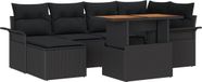 vidaXL Banc de jardin - Ensemble - 7 places - Noir - Polyrotin