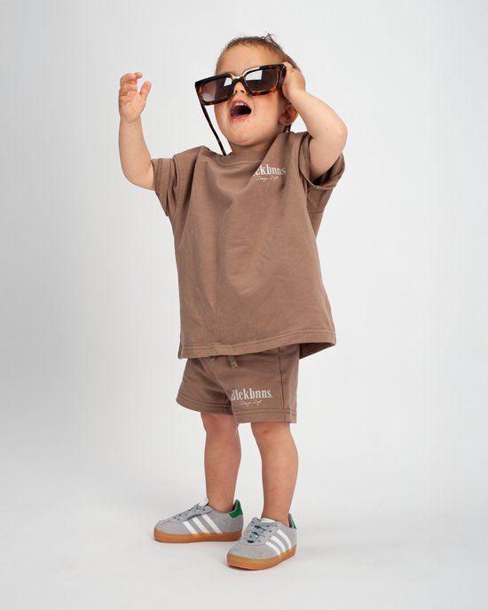 Black Bananas MC BRUSH TWINSET Unisex Brown 100% Cotton Short Sleeve Round Neck Casual Baby 116