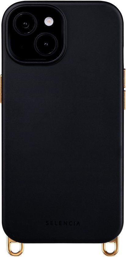 Selencia Rivièra MagSafe Backcover met afneembare haakjes voor de Apple iPhone 15 - Velvet Black