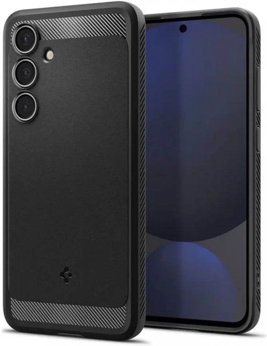 Spigen Rugged Armor Hoesje Geschikt voor Samsung Galaxy S24 FE - Back Cover met Air Cushion - Carbon - Matte - Matte Zwart