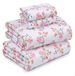 RUVANTI Lakens van 100% katoen - knapperige verkoelende percal lakens voor queensize bed, ademend en duurzaam, queensize lakenset, 40 cm diepe zakken, rood en roze bloemen, 4-delig