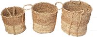 Floz Opbergmand met Hengsels - Set van 3 - Zeegras - Bruin - Rond - 26 l