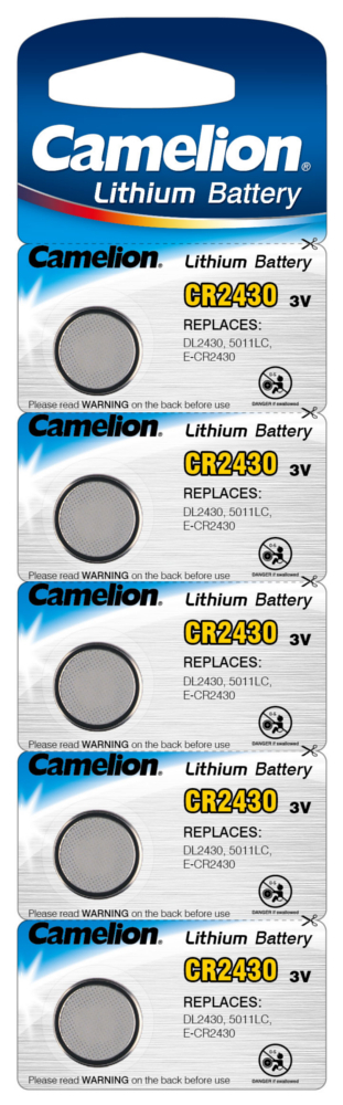 Camelion 13005430 Lithium Knopfzelle CR2430 ,5er-Pack, silber