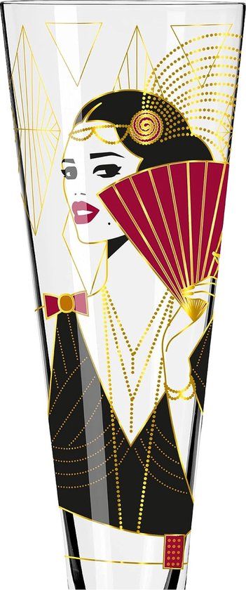 Ritzenhoff Goldnacht Champagne Glass - 200ml - Gold, Black, Red
