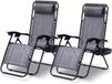 SereneLife Ligstoel set van 2 – Licht Grijs – Inclusief Kussen – Staal – 81 cm breed – 112 cm hoog