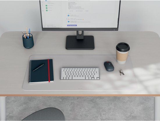 Leitz Grote Bureauonderlegger – Waterbestendige Bureaubeschermer, Antislip, Toetsenbord & Muismat, voor op Kantoor & Thuis, Duurzaam, Krasbestendig, Eenvoudig te Reinigen (80x40cm, Lichtgrijs)