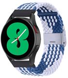 By Qubix - Braided nylon bandje - Blauw / wit - geschikt voor Huawei Watch 5 - 46mm
