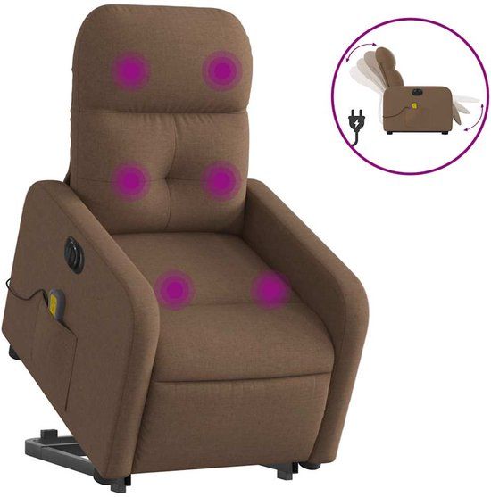 vidaXL Sta-op-massagestoel elektrisch verstelbaar stof bruin
