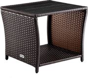 Casaria Polyrattan Bijzettafel - WPC Tafelblad 45x45x40cm – Bruin