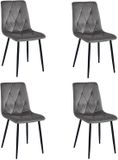 LEOBERT sp. z o.o. sp.k. LEOBERT Set van 4 Eetkamerstoelen LIBRA Donkergrijs – Zwarte Metalen Poten, Modern Velvet Bekleding, Ergonomisch Design, Max. 120 kg