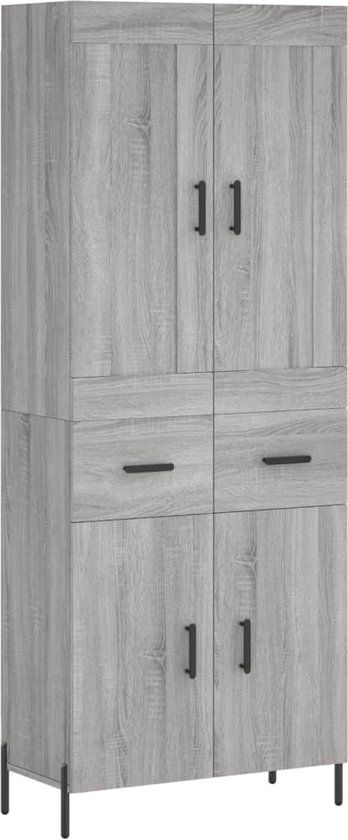 vidaXL Hoge kast 69,5x34x180 cm bewerkt hout grijs sonoma eikenkleurig