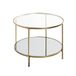 HAKU Ronde bijzettafel met glasplaat goud metaal salontafel met veiligheidsglas 5 mm spiegel 5 mm - Maat: H 45 cm x Ø 60 cm, Stijl: Art Deco