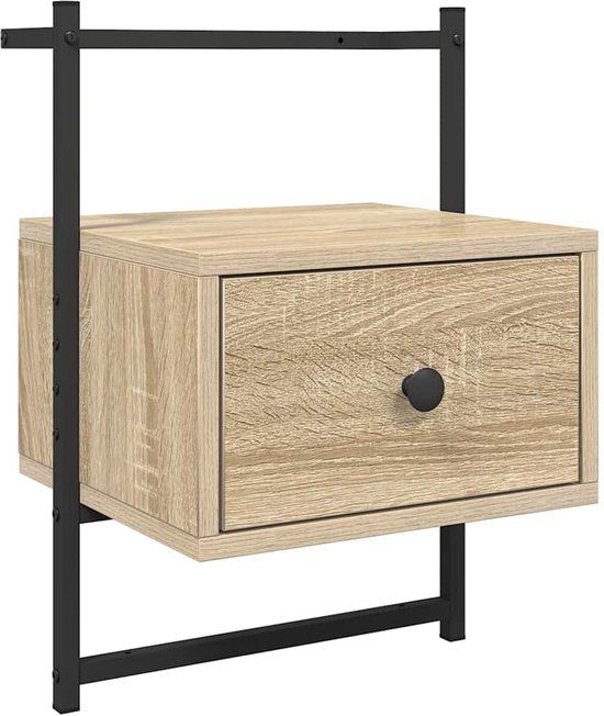 vidaXL Nachtkastje wandgemonteerd 35x30x51 cm hout sonoma eikenkleurig
