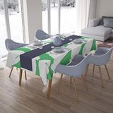 Bonamaison Tafelkleed, Anti-Mold, Sneldrogend, Waterdicht, 100% Polyester Tafellaken, Petroleum Groen, Wit, 140 x 200 Cm