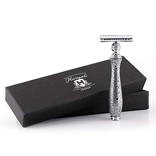 Haryali London Double Edge Safety Razor met zilveren hand gemonteerd antiek handvat Baard en snor scheren Razor voor mannen Perfect kerstcadeau