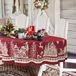 Ovaal kersttafelkleed 150 x 200 cm, kerstboom eland kerstman sneeuwvlok rood kerst tafelkleed, polyester waterdicht kreukbestendig duurzaam tafelkleed voor vakantie, keuken, winter en woondecoratie