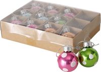 Boltze Home Kerstbal mini glas met stippen 12 stuks
