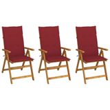 vidaXL Fauteuils de jardin 8 pièces avec coussins, acacia massif, rouge